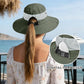 Ponytail Sun Bucket Hats for Women UV Protection Foldable Wide Brim