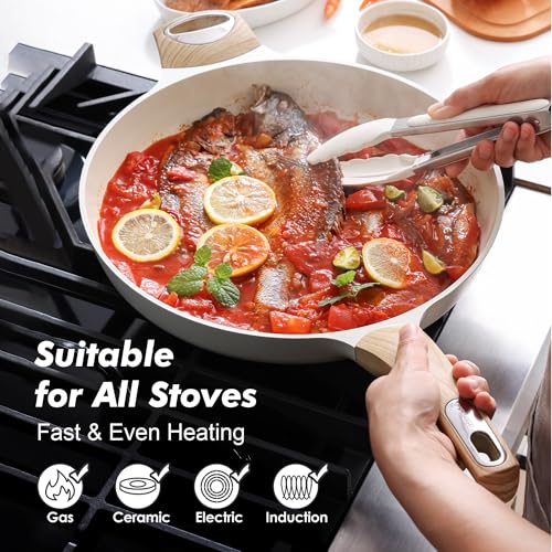 12.5in Ceramic Nonstick Frying Pan Paella Pan