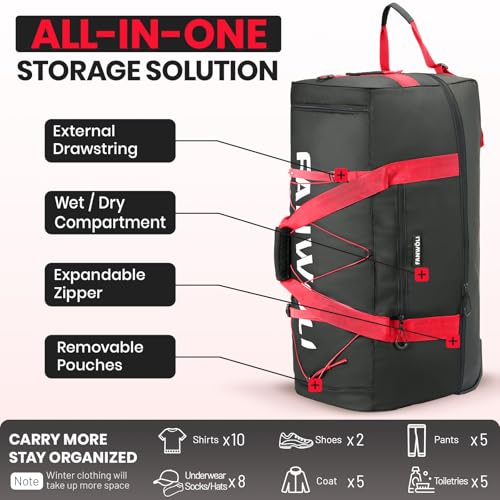 120L Rolling Duffle Bag with Wheels