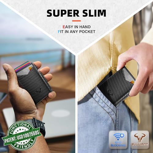 Men Slim Leather Wallet Metal Case Money Clip
