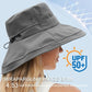 Sun Hats for Women UV Protection Wide Brim Hat with Ponytail Hole Grey