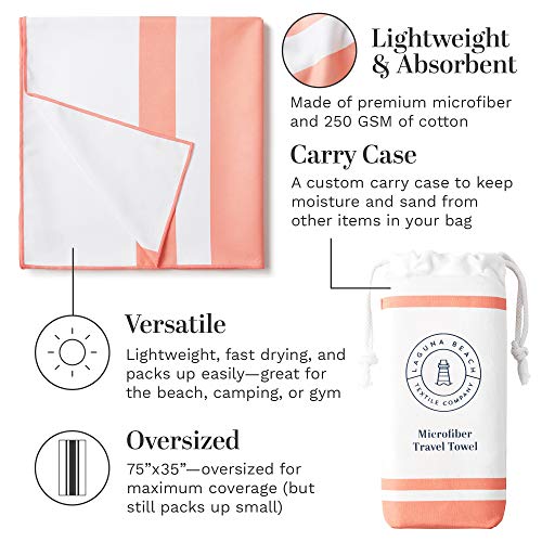 Coral Microfiber Beach Towel by Laguna Beach Textile Co