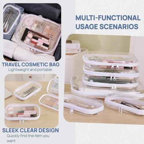3PCS Clear Hard Plastic Zipper Case (3 Count)