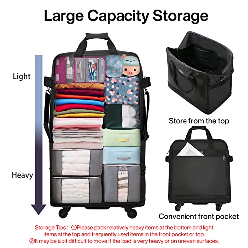 Suitcases with Wheels Expandable Foldable Luggage Bag Suitcase Collapsible Rolling Travel Bag Duffel Bag for Men Women Lightweight Suitcases without Telescoping Handle