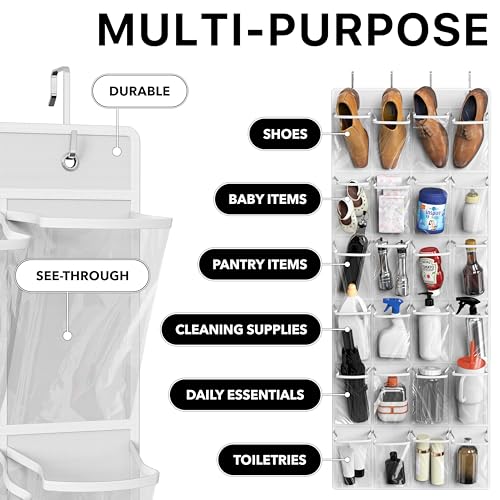 24 Pockets Large Clear Over the Door Shoe Organizer