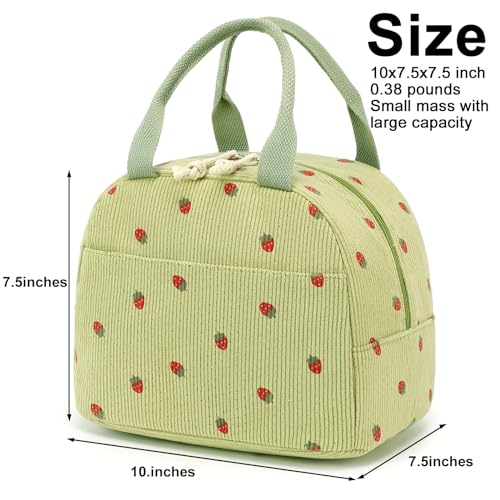 Lunch Bag for Women Men Cute Corduroy Lunch Tote Bags Reusable Insulated Lunch Box Large Capacity Reusable Insulated Cooler for Work Picnic or Travel