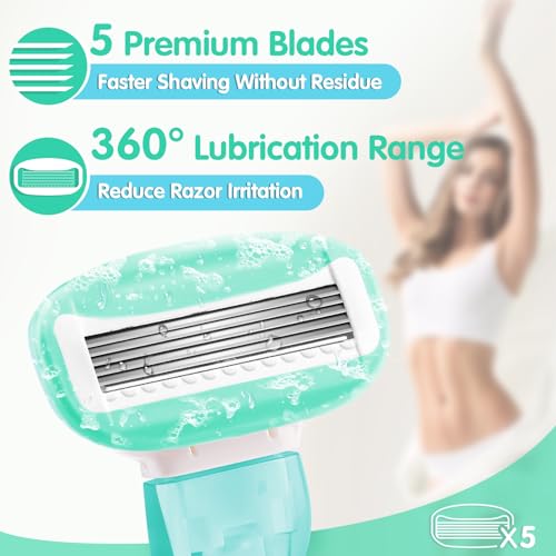 Travel Razors for Women Include 1 Handle 5 Cartridges