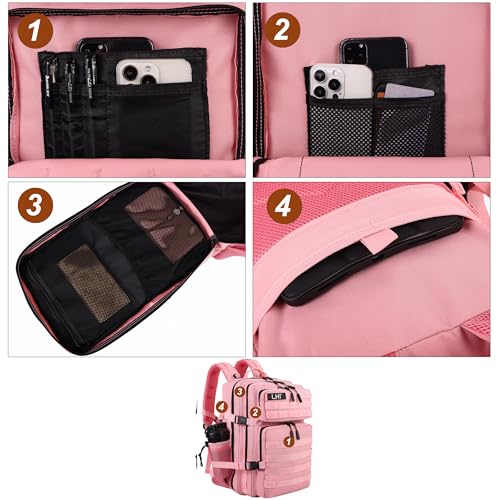 Military Tactical Backpack for Men and Women 45L Army 3 Days Assault Pack Bag Large Rucksack with Molle System Pink