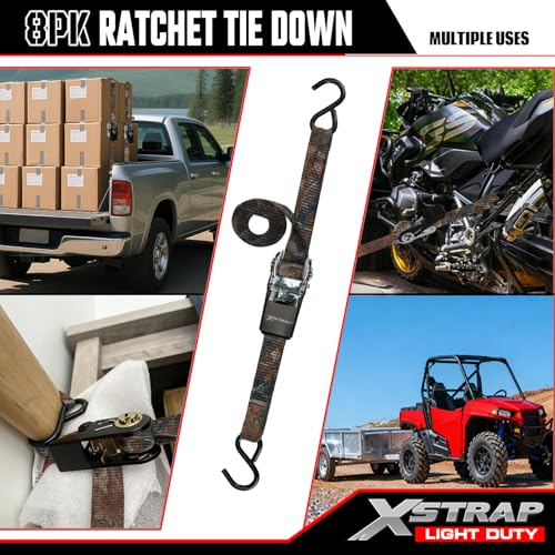 8 Pack Ratchet Tie Down Straps (8 Count)
