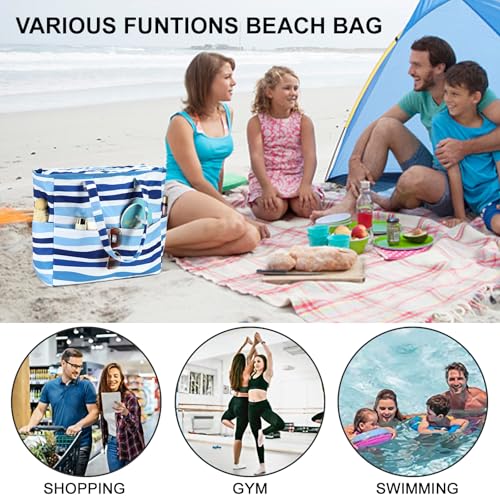 Waterproof Beach Tote Pool Bags for Women Ladies Extra Large Carry On Bag With Wet Compartment for Weekender Travel