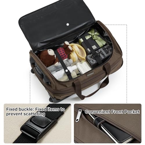 Expandable Carry On Luggage Suitcases with Wheels Foldable Duffle Bag for Travel Carry On suitcase Weekend Bag for Women Men（Coffee）