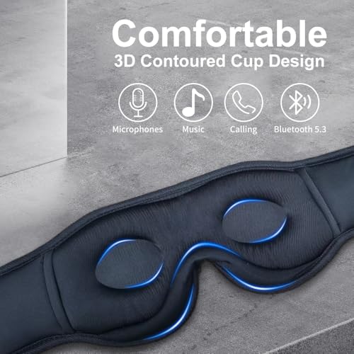 Bluetooth Sleep Mask Wireless Headphones 3D Bluetooth Eye Mask for Side Sleepers SYPVRY Blackout Eye Mask with Headphones Speaker for Airplane
