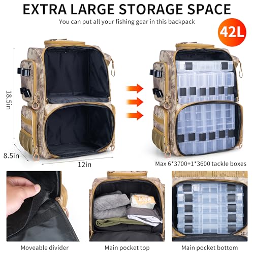 Fishing Tackle Backpack with Rod Holders