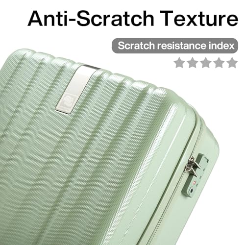 14 Inch Underseat Carry On Luggage with Wheels Hard Shell Suitcases Carry On Bag Lightweight Small Mini Suitcase Travel Luggage for Travel（Bamboo Green）