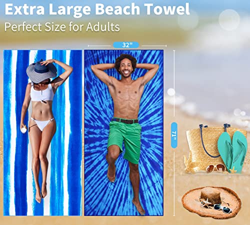Microfiber Beach Towel Oversized 71x32 Multiple with Bag 6 Pack Bulk (6 Count)