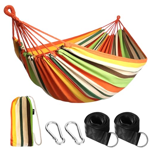Cotton Camping Hammock Portable with Tree Straps Holds 660lbs
