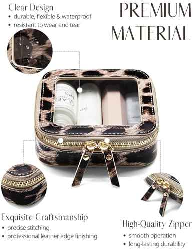 Small Makeup Bag for Purse Accessories Women Clear Cosmetic Mini Pouch Car Essentials Bag Leopard Print Clear Leather Make Up Travel Bag Organizer with Zipper Cute Compact Cheetah Little Toiletry Bag