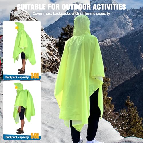Hooded Rain Poncho for Adult Waterproof Lightweight Raincoat