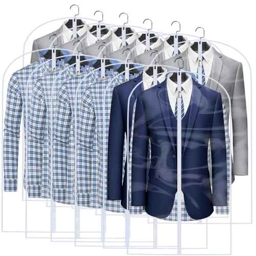 Clear Garment Bags for Hanging Clothes Travel (12 Count)