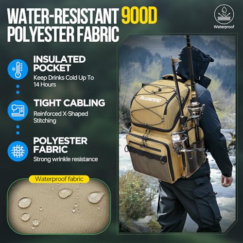 Fishing Backpack with Rod Holders & Cooler