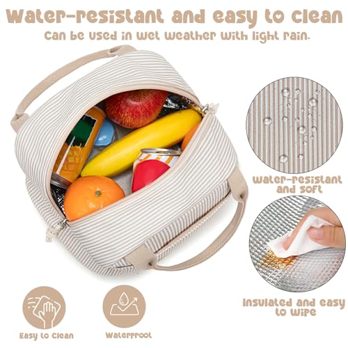 Lunch Bag for Women Men Cute Corduroy Lunch Tote Bags Reusable Insulated Lunch Box Large Capacity Reusable Insulated Cooler for Work Picnic or Travel