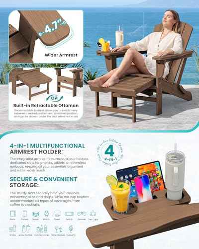 Folding Adjustable Adirondack Chairs with Footrest Set of 2 (2 Count)