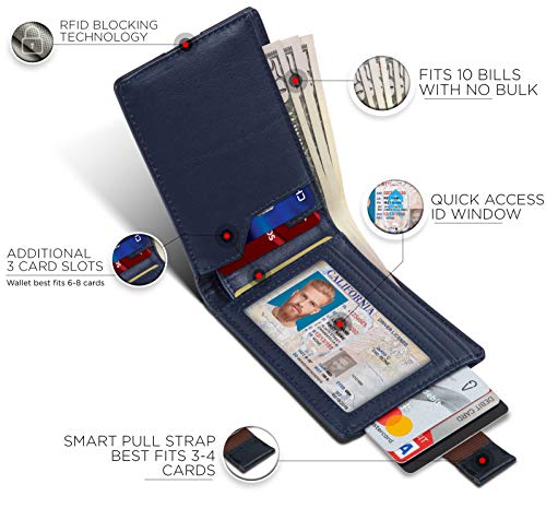 RFID Blocking Slim Bifold Genuine Leather Thin Minimalist Front Pocket Wallets for Men Billfold Wallet Men Gift