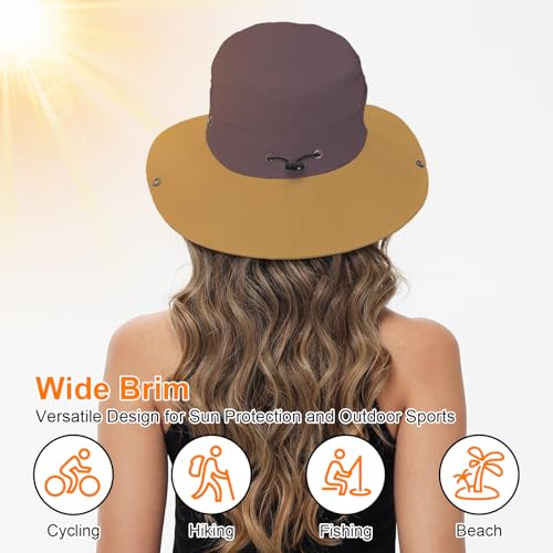 Sun Hats for Women Bucket Hat UV Protection Fishing Hat Wide Brim Safari Hats 2 in 1 Zip