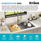 KWT310-33/5.5 Kore ADA Workstation 33-inch Drop-In Topmount 16 Gauge Stainless Steel Single Bowl Kitchen Sink with Accessories, 33 Inch