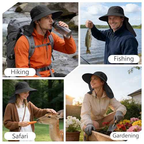Sun Hat for Men Women with Neck Flap