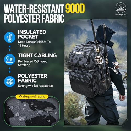 Fishing Backpack with Rod Holders & Cooler
