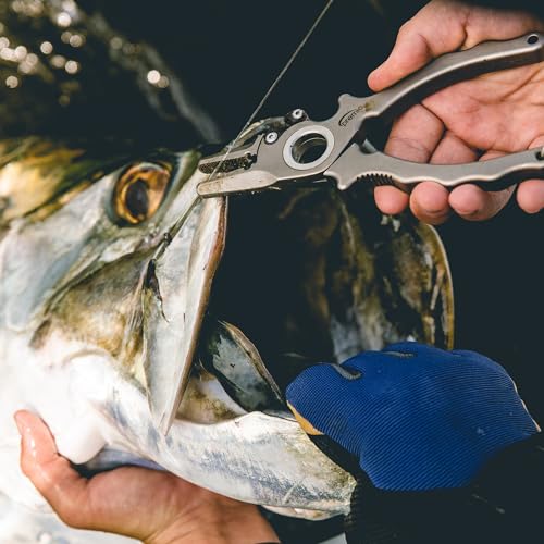 danco Premio Titanium Fishing Plier with Cobalt Cutters and Leather Sheath