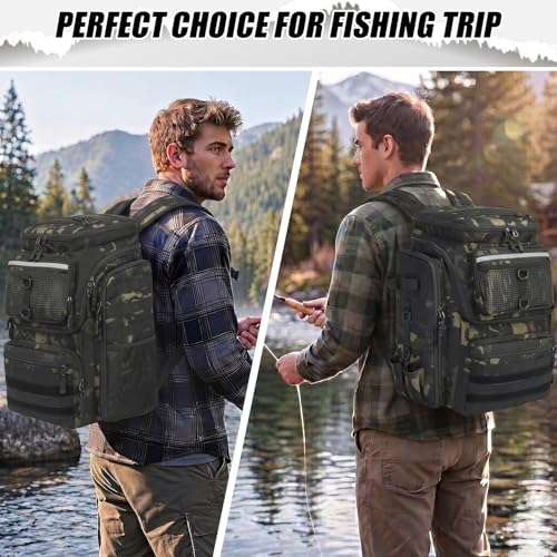 45L Fishing Backpack with Rod Holders & Built