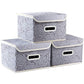 Collapsible Storage Boxes with Lids Fabric Decorative Storage Bins Cubes Organizer Containers Baskets with Cover Handles Divider for Bedroom Closet Living Room 9.8x7.9x6.7 Inch 3 Pack (3 Count)