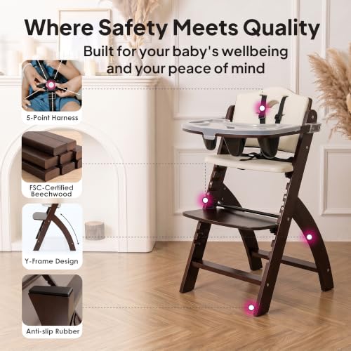 Beyond Junior Convertible Wooden High Chair with Removable Tray