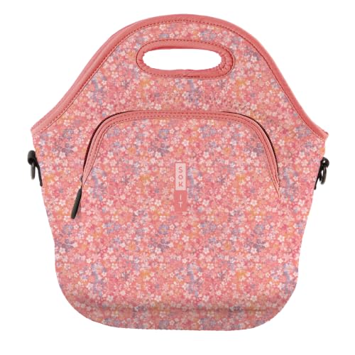 LunchTote Zippered Bag Insulated Neoprene Caddy (Blushing Blooms / X-Large 6.5 Quart Lunch Tote)