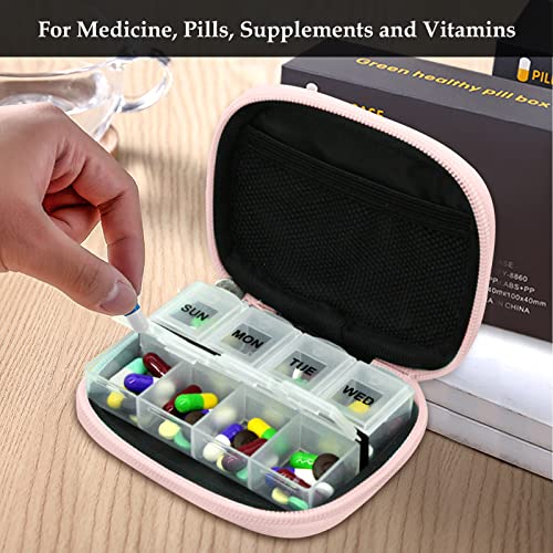 Weekly Travel Pill Organizer Pill Case for Purse with Removable 7 Day Pill Box