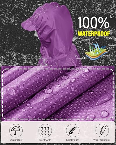 Hooded Rain Poncho Packable Waterproof Unisex Raincoat with Pocket