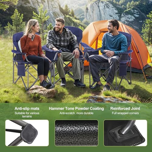Folding Camping Chair Oversized Heavy Duty Padded Outdoor Chair (2 Count)