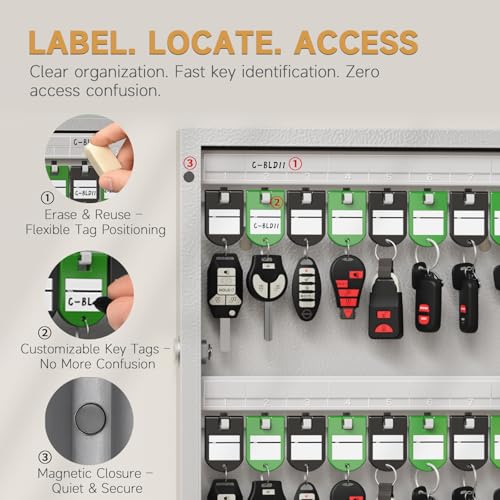192 Key Lock Box Smart Key Organier Cabinet with Keypad & App for Office