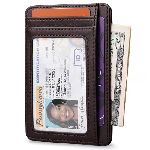 Slim Minimalist Front Pocket RFID Blocking Leather Wallets for Men and Women