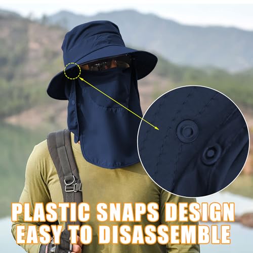 Sun Hats for Men Women Fishing Hat UPF 50+ Breathable Wide Brim Summer UV Protection Hat with Face Cover & Neck Flap