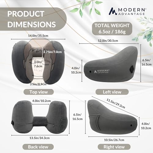 Inflatable Travel Pillow for Airplanes with Comfort Hood