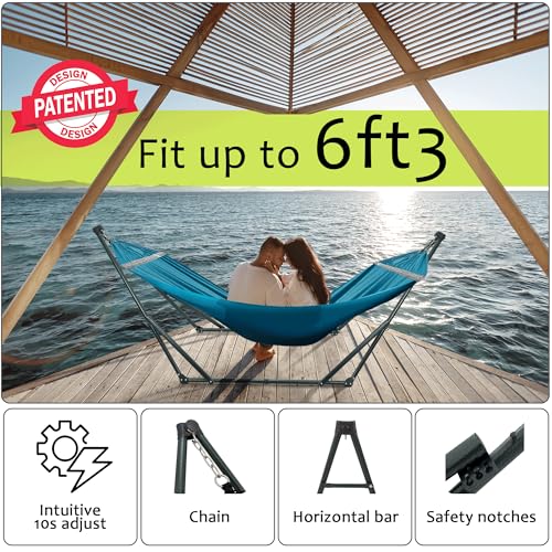 Ultimate Relaxation Portable Hammock Stand with Cotton Canvas Net
