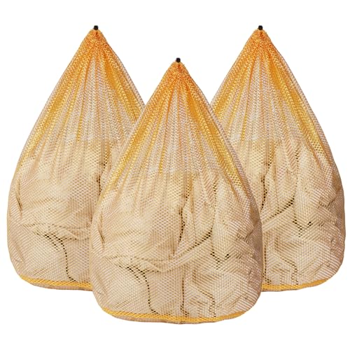 3Pcs Mesh Laundry Bags Washing Machine Mesh Wash Bags Jumbo for Delicates Clothes (3 Count)