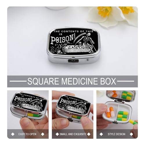 Metal 2 Compartment Pill Organizer Travel Friendly Portable Compact Pill Box Cute Pill Case to Hold Vitamins