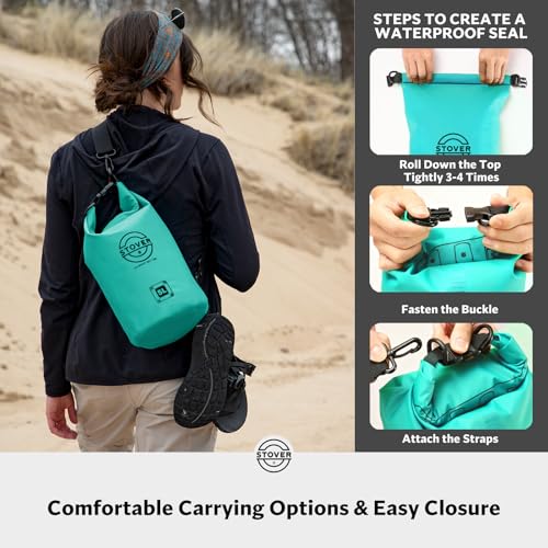 5/10/25/30/40L Waterproof Dry Bag, Small Lightweight Roll Top Dry Bag Backpack w/Waterproof Phone Case, Kayaking, Travel, Hiking, Fishing, Tubing, Camping, the Beach, Men/Women (Teal)