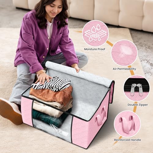 3 Pack Storage Bags for Clothes Blanket Storage Bins with Lids (3 Count)