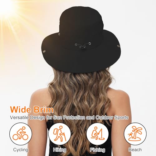 Sun Hats for Women Bucket Hat UV Protection Fishing Hat Wide Brim Safari Hats 2 in 1 Zip