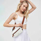 2L Fanny Packs Everywhere Belt Bag Small Fashion Crossbody Waist Pack Faux Leather Waterproof Sling Chest Bag For Women Trendy Beige